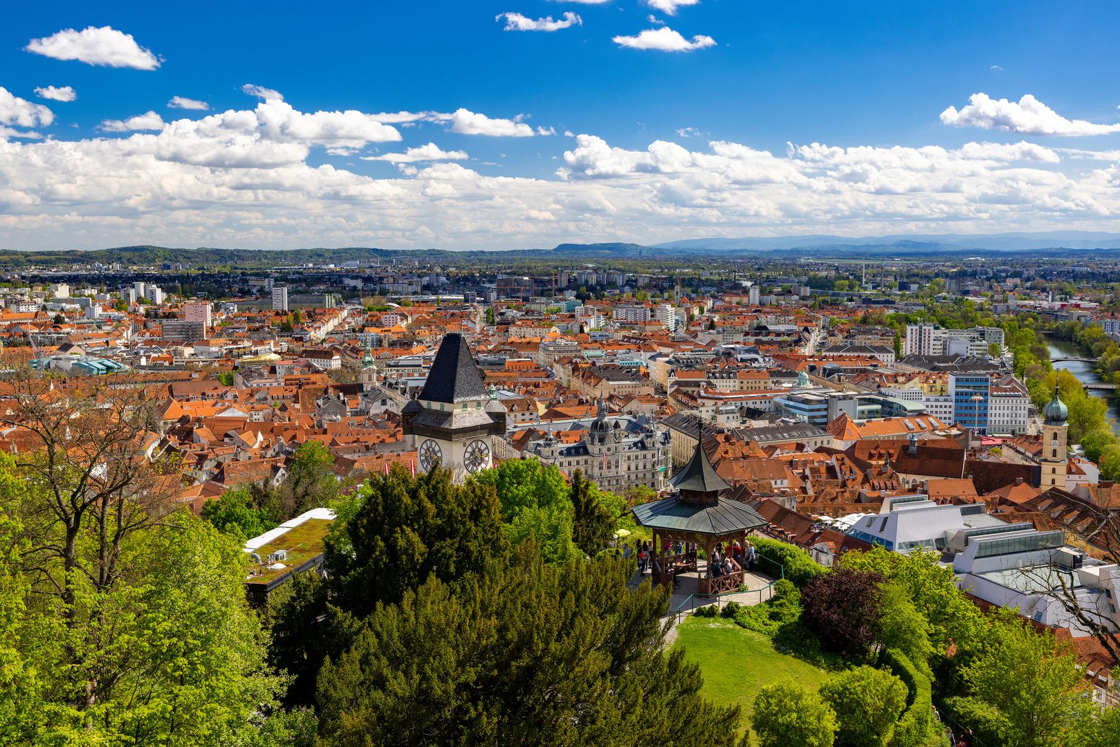 Schlossberg and Clock Tower in Graz, Austria